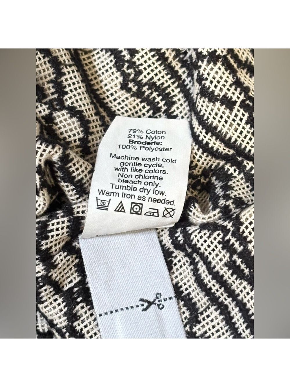Madewell Tidal Wave Pullover Sweater Embroidered Jacquard Black Cream Top Medium - Picture 13 of 14